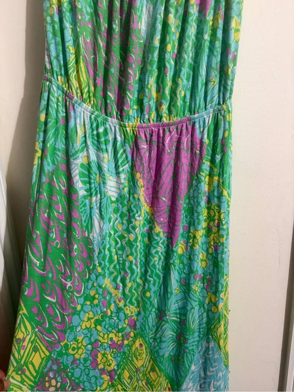 Lilly Pulitzer Strapless Green & Pink Printed Maxi Dress - Picture 6 of 11